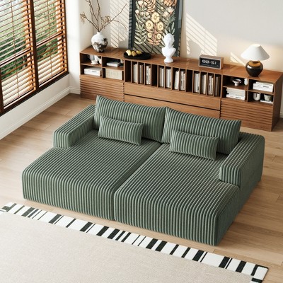 NicBex Couches for Living Room 102" Oversized Sectional Lounge Chaise Flexible Combinations Cloud Plush Loveseat with Reclining Sofa Bed, Grey