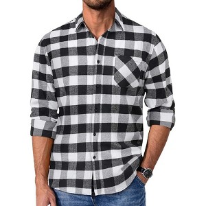 COOFANDY Mens Flannel Shirts Long Sleeve Plaid Button Down Shirt Casual Cotton Shirt with Pocket - 1 of 4