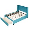 NicBex Queen Upholstered Platform Bed Frame with Wingback Velvet Headboard and 1 Drawer,Wood Slats Support,No Box Spring Needed,Easy Assembly - 3 of 4