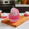 Unique Bargains Heart Shape Disposable Baking Cups Greaseproof Paper Pink White Blue 1.97"x1.18" 100 Pcs - 2 of 4