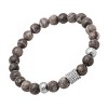 Steeltime Men's diluted gray beaded bracelet with stainless steel and simulated diamond accents - 2 of 4
