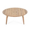 31" Outdoor Round Acacia Wood End Table,Modern Patio Coffee Table with Tapered Legs,Natural Wood Coffee Table for Garden or Deck-Koiai - 2 of 4