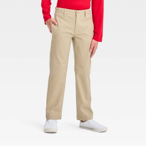 Boys Uniform Twill Woven Stretch Pull On Straight Chino Pants