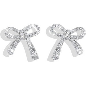 Bow Earrings for Women Trendy Sparkly Rhinestone Stud Earrings Prom Wedding Party Dress Jewerly Gifts - 1 of 4