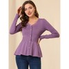 Allegra K Women's Slim Fit V-Neck Long Sleeve Ribbed Pullover Knitted Peplum Sweater - 3 of 4