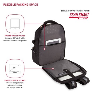 Рюкзаки SWISSGEAR Scan Smart TSA Laptop 17.5" Backpack - Black — фото 4