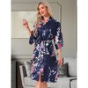 INSPIRE CHIC Women's Midi Robe Silky V-Neck Floral Print Sleepwear Bachelorette Robe Soft Nightgown - 2 of 4