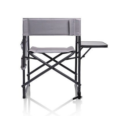 Gray and Black Aluminum Portable Outdoor Chair with Side Table