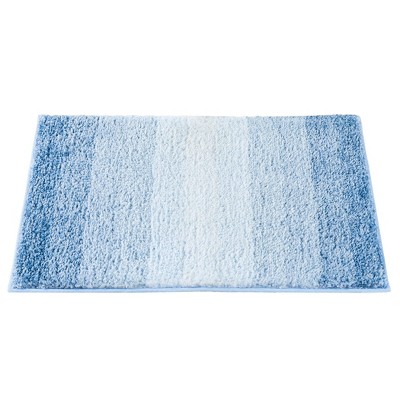 Collections Etc Ombre Stripe Plush Skid-resistant Tufted Bath Mat 20" X 30" Blue : Target