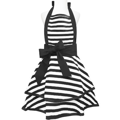 Wrapables Classic Vintage Apron, Stylish Cooking Apron, Black Stripe