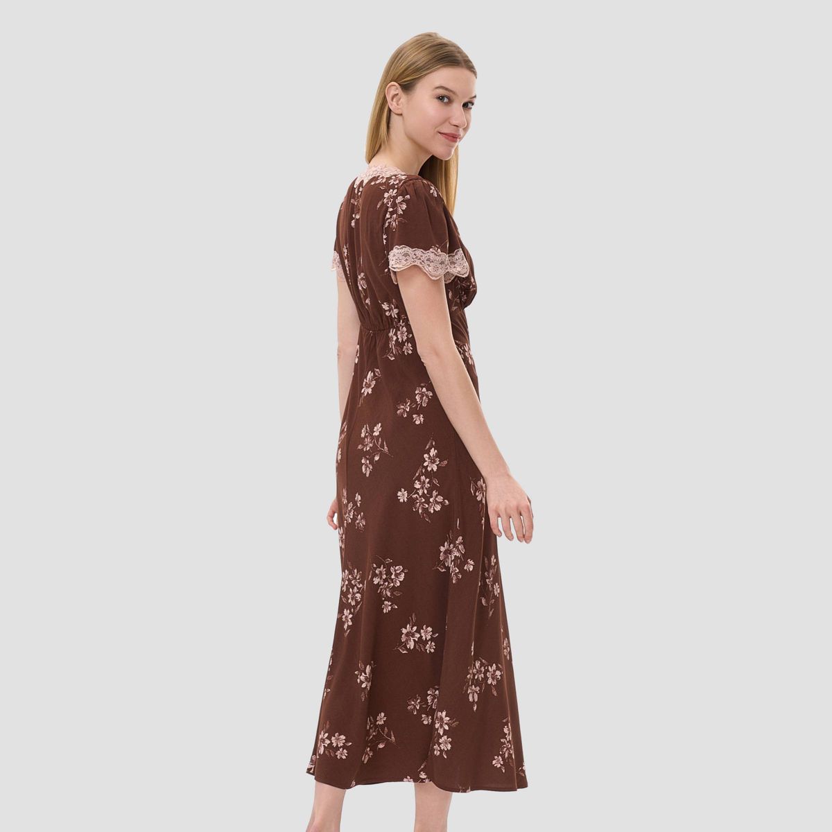 Women's Cap Sleeve Lace Trim Midi Dress - A New Day™ - thumbnail 3
