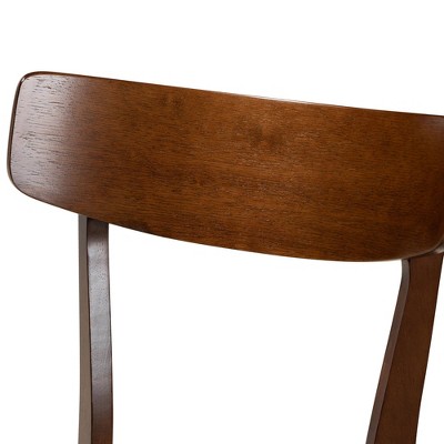 Set of 4 Light Grey Upholstered Walnut Wood Dining Chairs