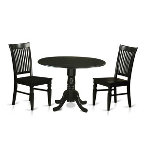HomeStock 3-Pc Black Finish Solid Wood Top - Dining Room Set - Seats 4 - 1 of 4