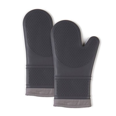 2pk Silicone Oven Mitts Gray - Town & Country Living