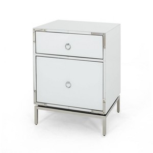 Christopher Knight Home Bansollo End Table - Mirrored: Steel Frame, No Assembly, Rectangular Accent Table with Drawer - 1 of 4