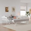 Daybed with Trundle, Metal Twin Size Day Bed with Stylish Headboard, Sofa Bed Frame with Pop Up Foldable Trundle Bed - 3 of 4