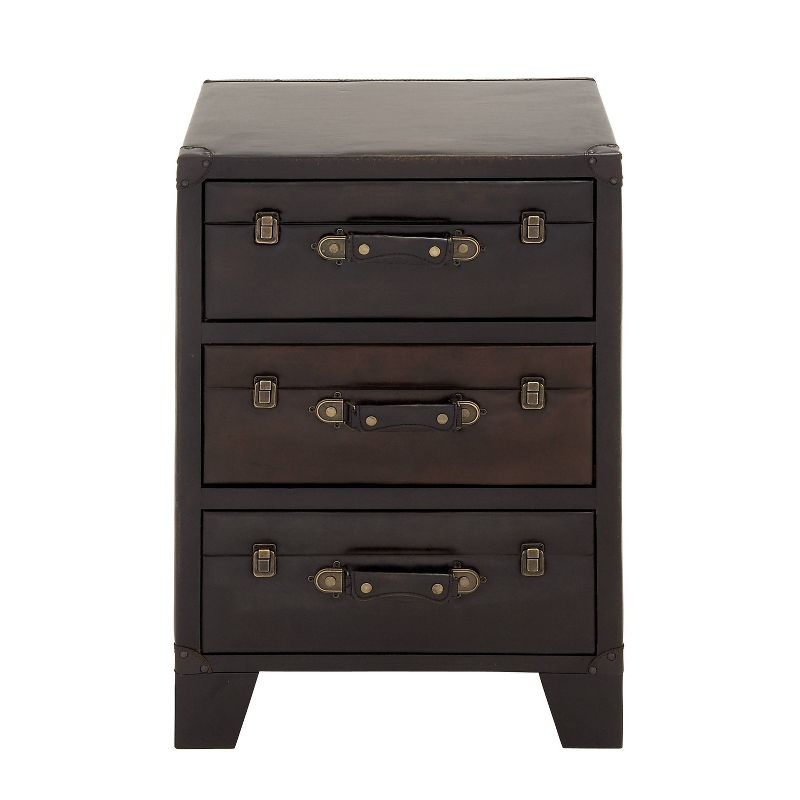 Traditional Wood and Faux Leather Cabinet Dark Brown - Olivia &#38; May, 3 of 20