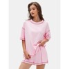 EXLURA Women's Casual Summer 2 Piece Sets 100% Cotton Short Sleeve Tshirt and Shorts Matching Sweatsuits Lounge Set 2025 - 3 of 4