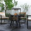 Outsunny 2-in-1 Fire Pit, BBQ Grill, 33" Portable Wood Burning Firepit with Adjustable Cooking Grate, Pan and Poker, Black - 3 of 4