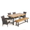 Christopher Knight Home Boden Outdoor Acacia Wood and Wicker 6 Piece Dining Set with Bench - 2 of 4