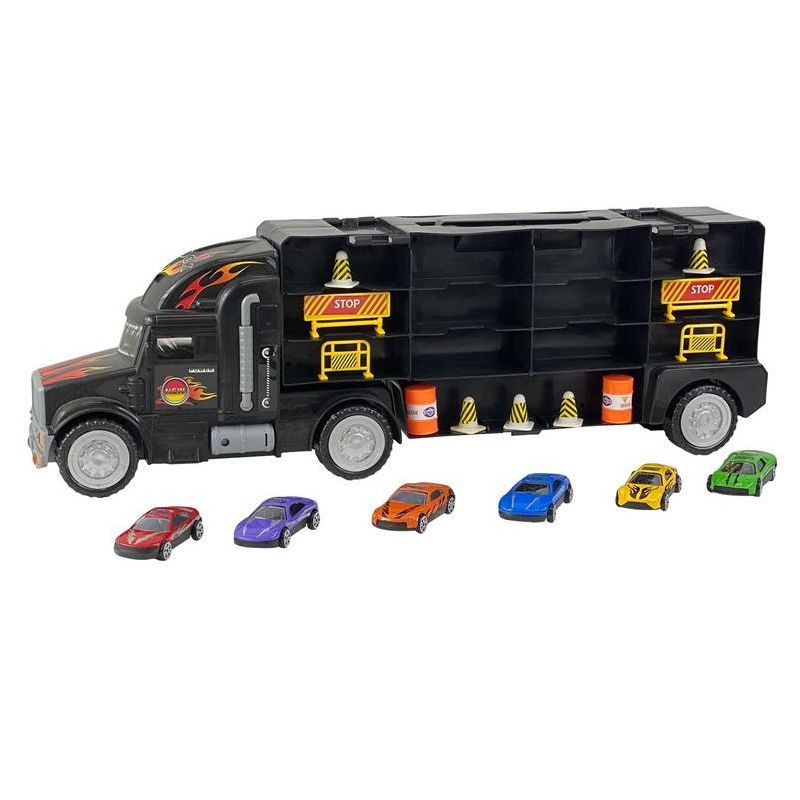 Big Daddy Trucks - The Big Rig Race Car Carrying Travel System with Added Storage Space - comes with 6 cars but can fit 24, 1 of 7
