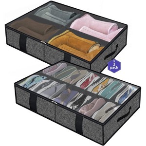 Sturdy Under Bed Shoe Storage Organizer, Underbed Shoes Closet Storage Solution with Clear Window, Breathable - 1 of 4