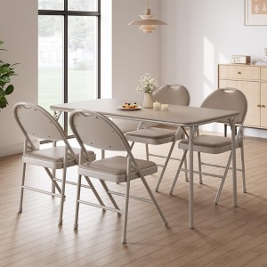 Upholstered Folding Chair Set, Portable Dining Chair with Metal Legs & Non-Slip Feet Pads, Commercial Chairs for Home Office Party - 1 of 4