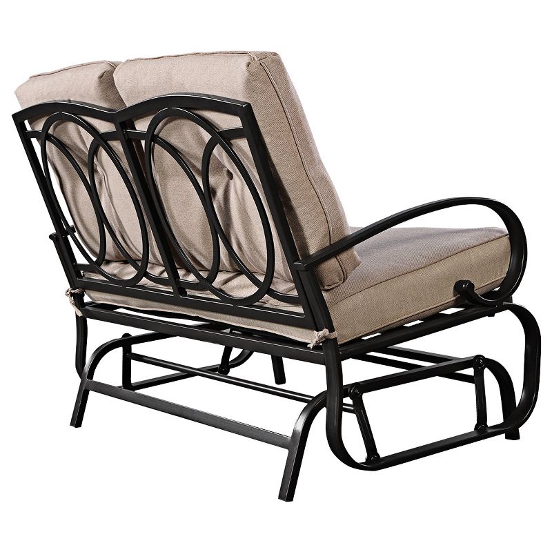Tangkula Patio Loveseat Bench Steel Frame Furniture Rocking Bench With Cushions Outdoor, 4 of 10