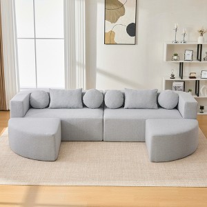 MYINDA 114.9" Modular Sectional Sofa with Chaise – Boneless Design, Free-Combinable for Living Room | Convertible Sofa Bed with Deep Seating - 1 of 4