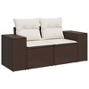 vidaXL 6 Piece Patio Sofa Set with Cushions Brown and Cream - Without Table - 3 of 4