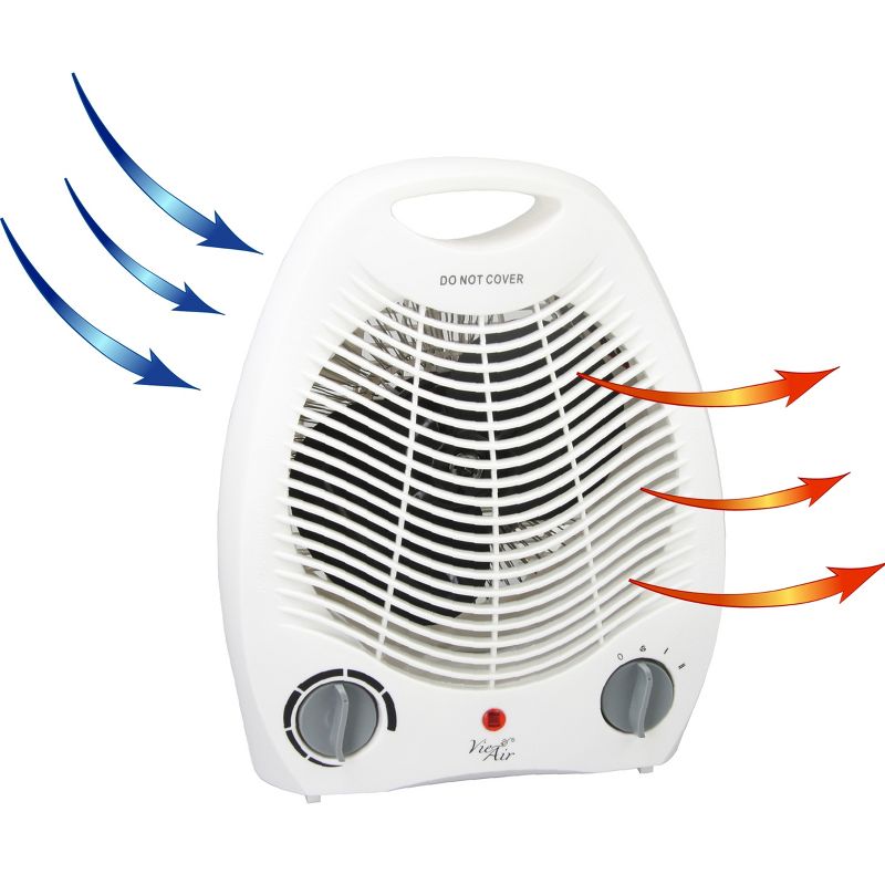 Vie Air 1500W Portable 2 Settings White Office Fan Heater with Adjustable Thermostat, 2 of 6