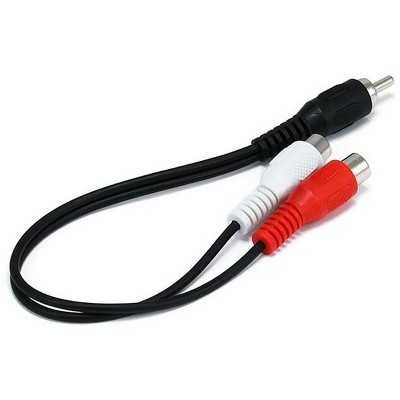 Monoprice Audio/Stereo Cable - 0.5 Feet - Black | RCA Plug/2 RCA Jack, Mono Source to Stereo System