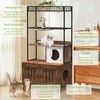 Enclosed Cat Litter Box with Storage Rack, Litter Box Furniture with Hammock, Sisal Balls and Cat Scratching Mat - 2 of 4