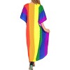 LA LEELA Women's Summer Rainbow Loungewear Beach Maxi Kaftan Casual Long Dress Caftan Coverup 2X-3X Multi Stripes - 4 of 4