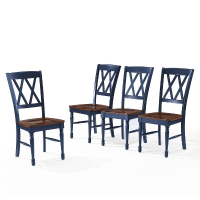 Crosley Shelby 4pc Dining Chair Set Navy: Traditional Design, Rubberwood Frame, X-Back