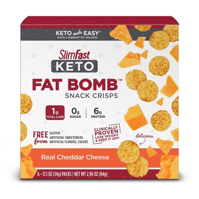 SlimFast Keto Fat Bomb Snack Crisps – Real Cheddar Cheese - 6ct