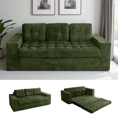 MAXYOYO Convertible Sofa Bed, Pull Out 3 Seater Sleeper Sofa, 2 in 1 Fold Out Floor Couch with Pillows for Living Room