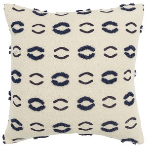 20"x20" Geometric Motif Polyester Filled Pillow Navy - Donny Osmond Home: Cotton Canvas, Indoor Square Accent, Zippered - 1 of 4
