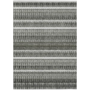 Gray Charcoal And Ivory Striped Washable Indoor Outdoor Area Rug - 1 of 4