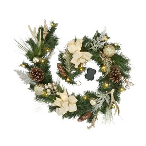 6FT Christmas Garland,Artificial Christmas Garland with Pine Cones Poinsettia,Cordless Xmas Garland for Fireplace Mantle Stairecase - 1 of 4