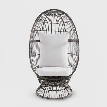 Latigo Swivel Patio Egg Chair Gray/Brown - Opalhouse™