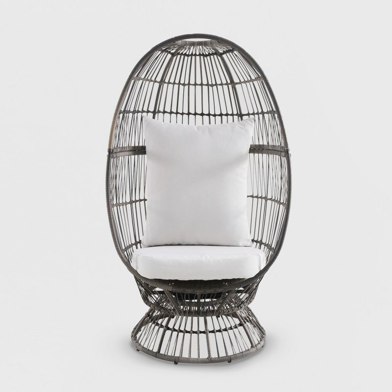 Latigo Swivel Outdoor Patio Chair, Egg Chairs Gray/Brown - Threshold&#8482;, 1 of 2