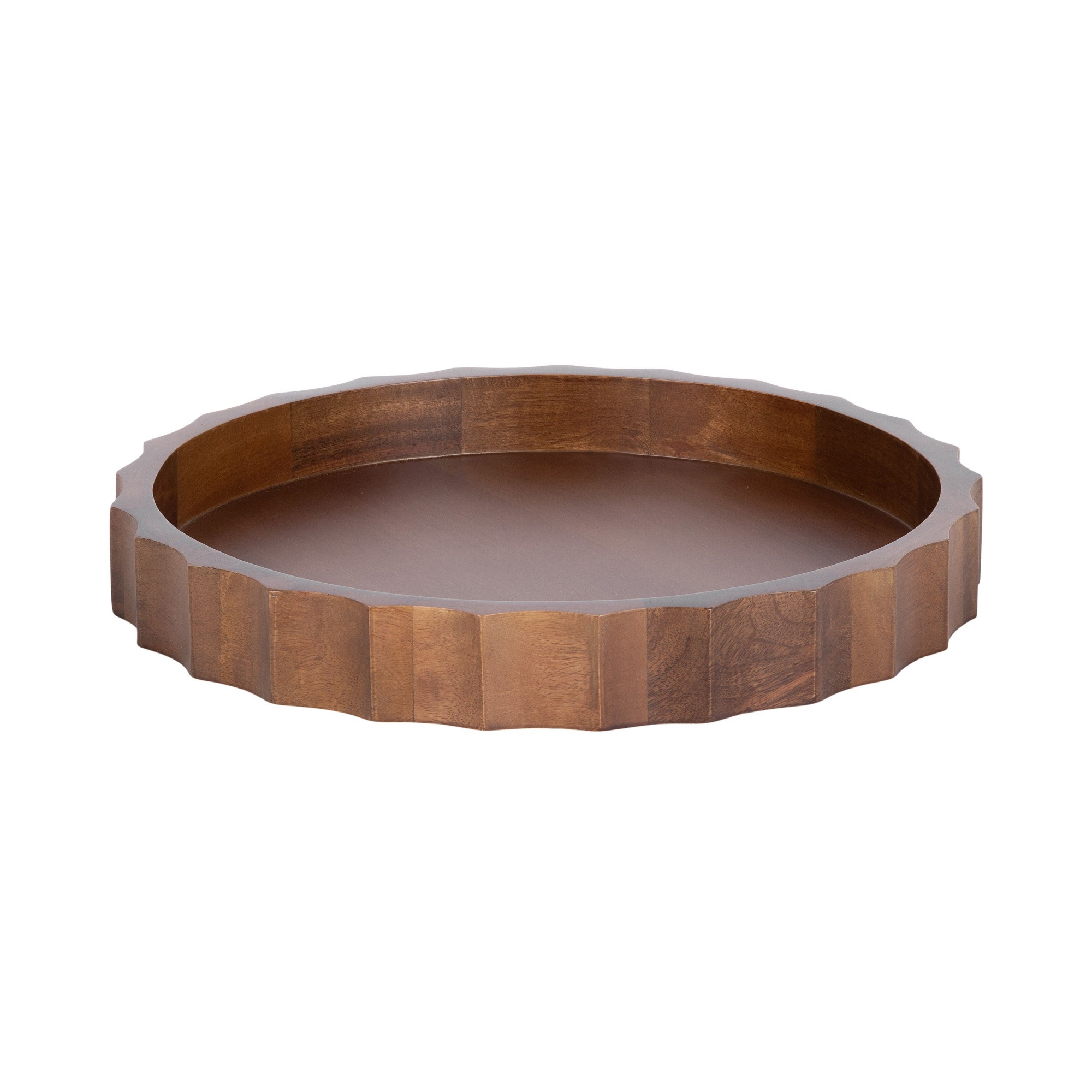 Kate and Laurel Lissi Round Tray, 15x15, Walnut Brown