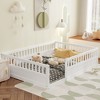 CAVINAS Twin/Full Size Modern Bed Frame with Heigh Guardrails,Pine Wood Floor Bed for Kids Room,Playroom - 3 of 4