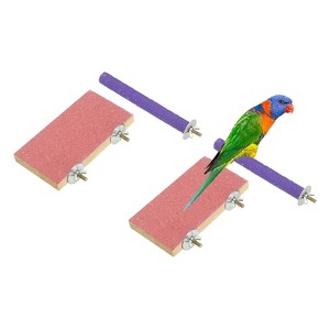 Unique Bargains Bird Perch Stand Wooden Parrot Perch Stand Toy Paw Grinding Stick Bird Cage Accessories 4 Pcs - 1 of 4