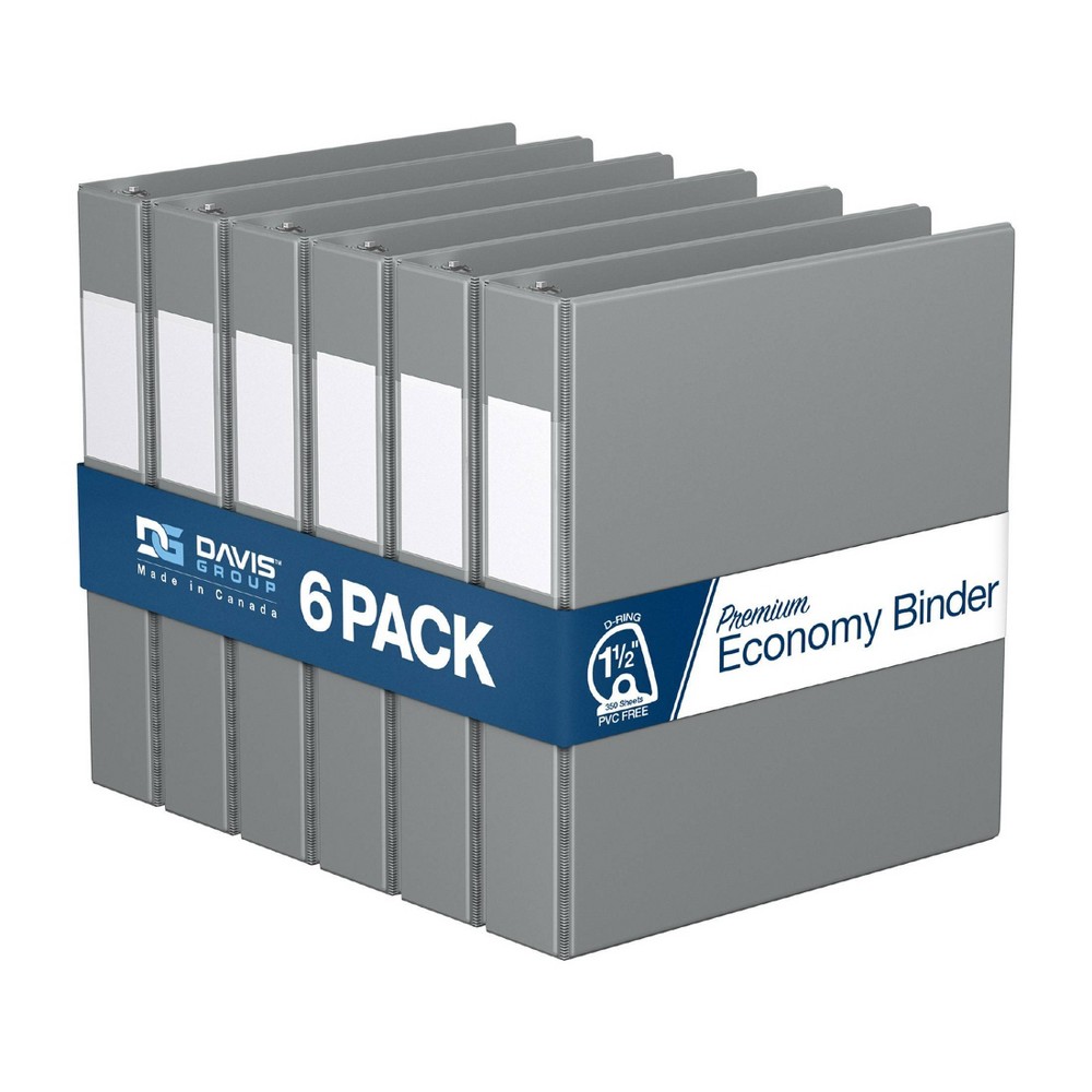 Photos - File Folder / Lever Arch File Davis Group 6pk 1.5" Premium Economy Angled D-Ring Binder Gray