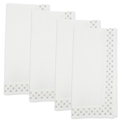 White Metallic Lattice Polyester Napkin Set, 20"