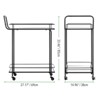 mDesign Metal Rectangle Rolling Food and Beverage Bar Cart with Glass Shelves, Black - 3 of 4