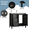 35.5" Black Bathroom Vanity with Basin and Aluminum Alloy Frame Wall Mirror Bathroom Storage Cabinet with Soft Closing Doors and 3 Drawers - 2 of 4