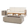 GDFStudio Abena Outdoor Acacia Wood 3 Seater Sofa with 50,000 BTU Fire Pit - 2 of 4
